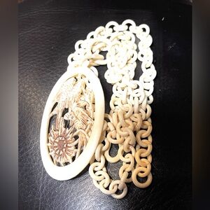 Very Vintage Carved Bone 24” Necklace